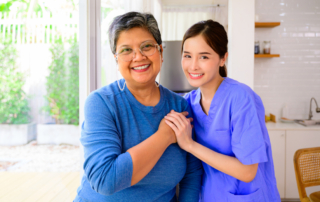 young care giver with elderly woman