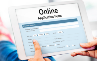 online application form on a tablet