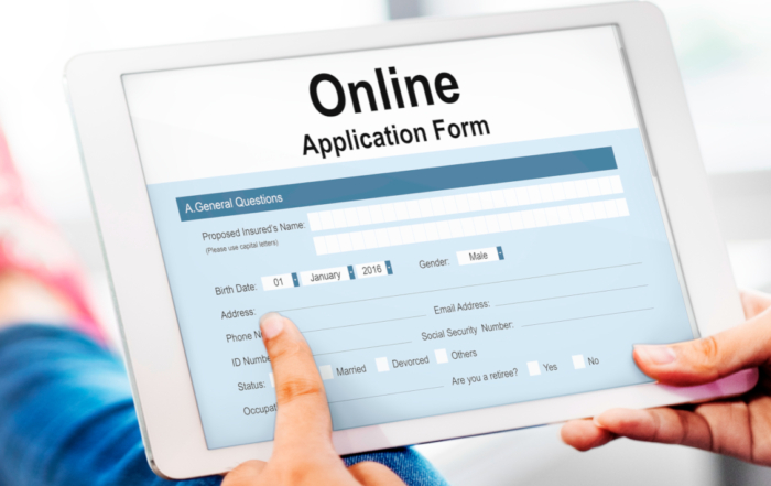 online application form on a tablet